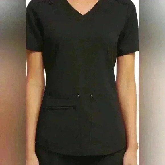 Scrubstar Ultimate Crisscross V-Neck Top & Yoga Cargo Joggers Size XS Black NWT - Picture 9 of 16